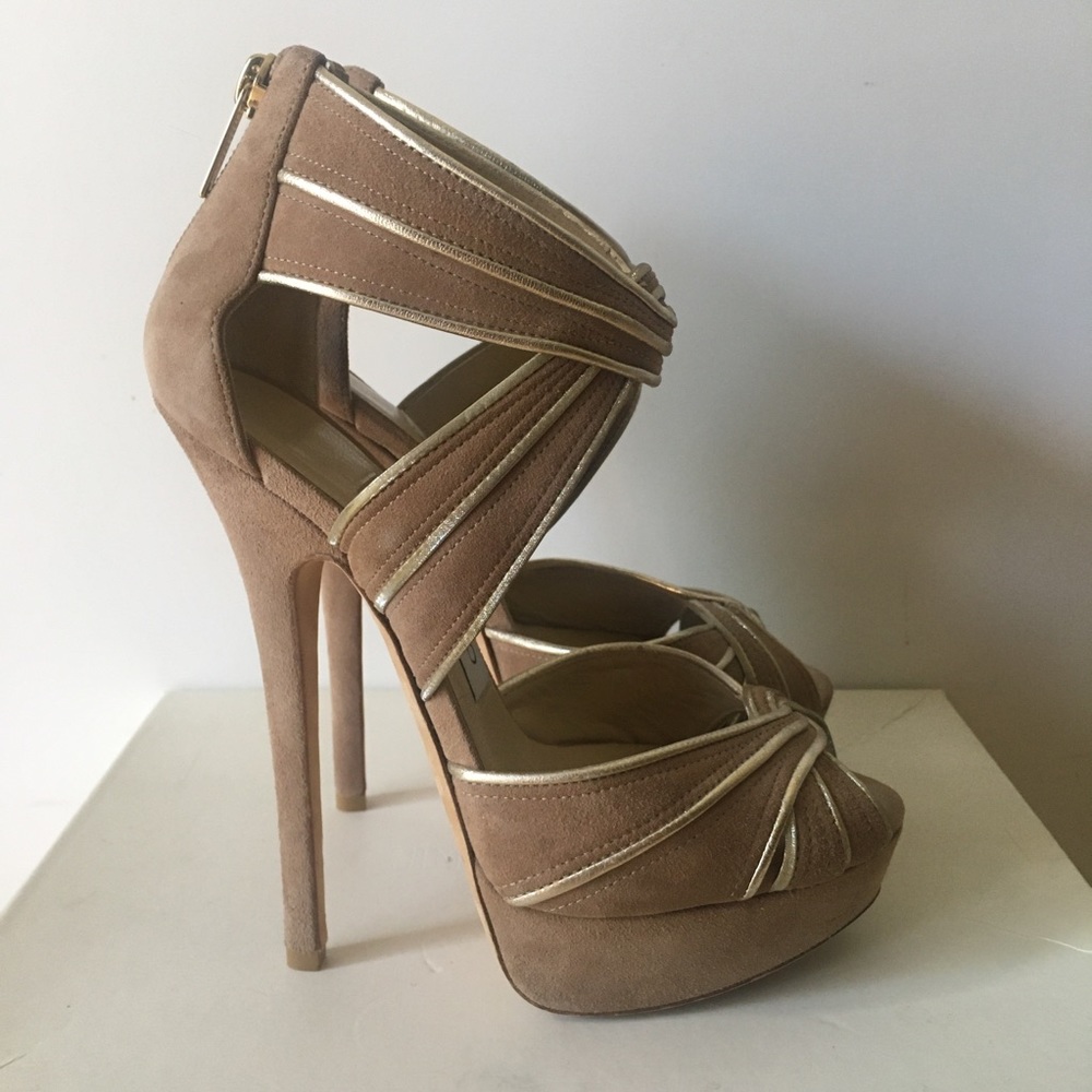 NWT Jimmy Choo Koko Metallic Suede Platform Sandal - Picture 6 of 7